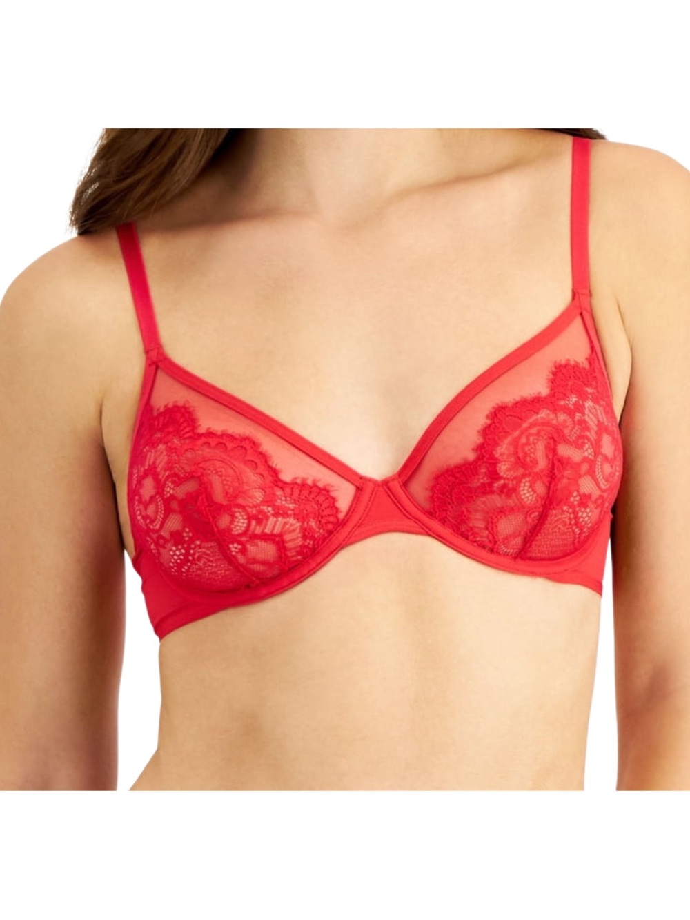 INC Red Sheer Lace Underwire Bra NWT Medium